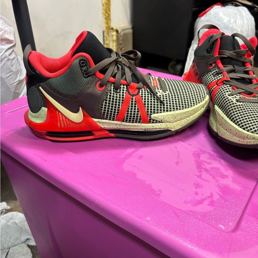 Nike Red and Black Sneakers with Yellow Accents